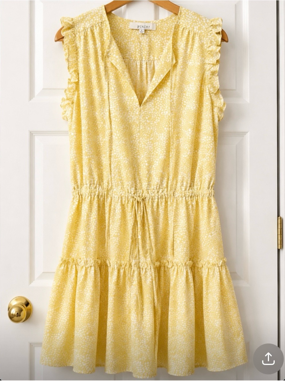 Pinch Yellow and White Floral Tiered Drawstring Dress